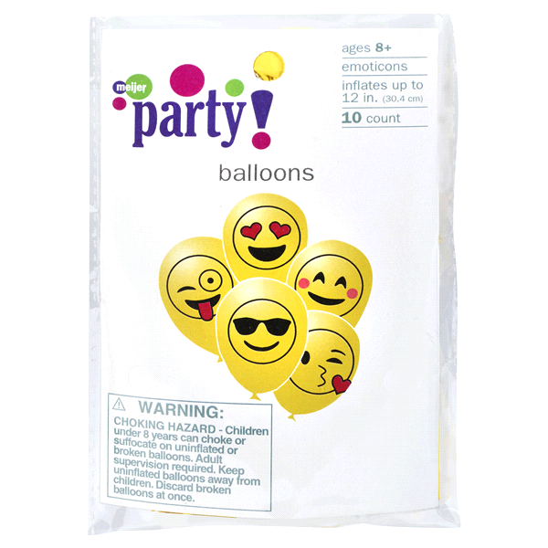 slide 1 of 1, Meijer Helium Balloons Emoji Faces, 1 ct