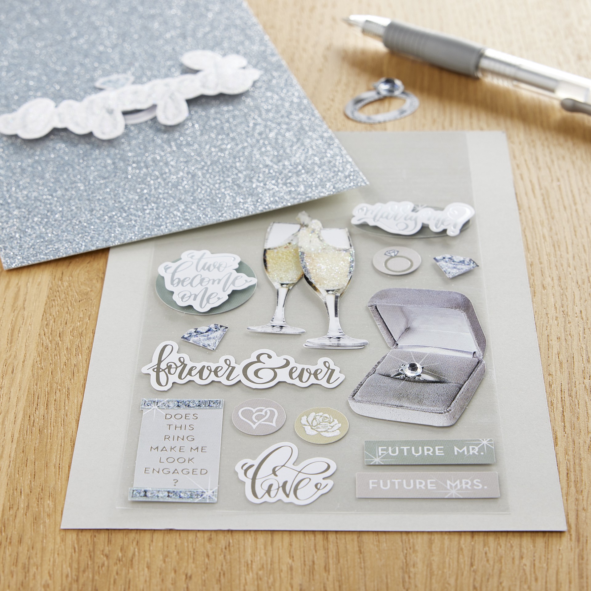 slide 3 of 4, Engaged Stickers By Recollections, 4 in x 8.5 in