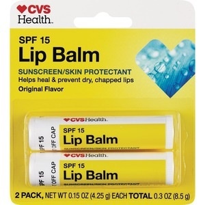 slide 1 of 1, CVS Health Sunscreen/Skin Protectant Lip Balm Spf 15, Original, 2 ct
