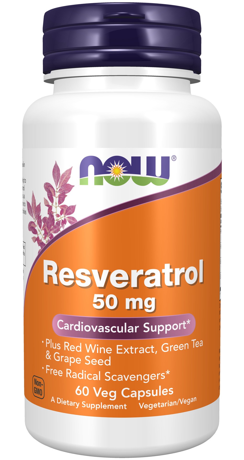 slide 1 of 4, NOW Resveratrol 50 mg - 60 Veg Capsules, 60 ct