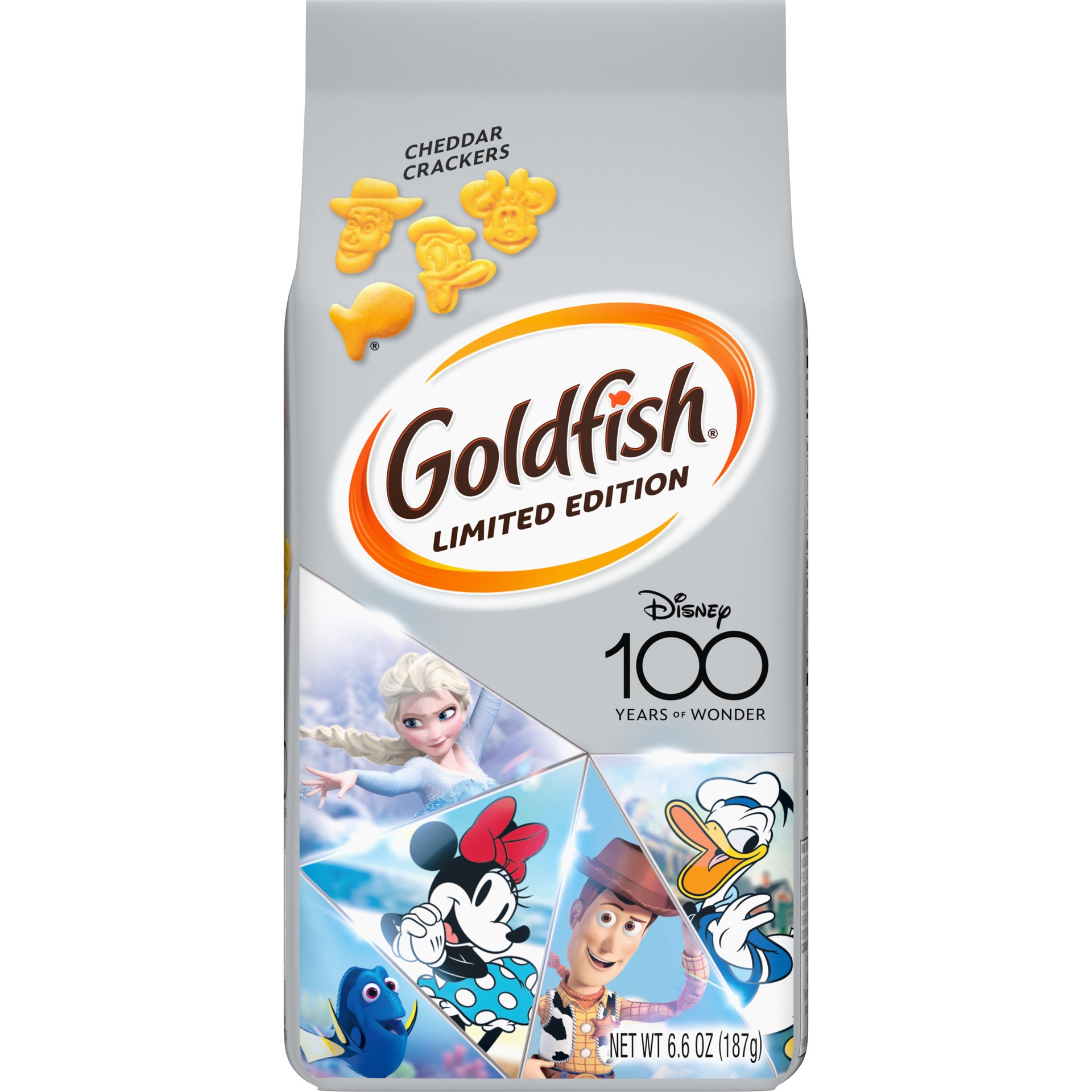 slide 1 of 2, Pepperidge Farm Goldfish Limited Edition Disney 100th Cheddar Crackers, Snack Crackers, 6.6 oz bag, 6.6 oz