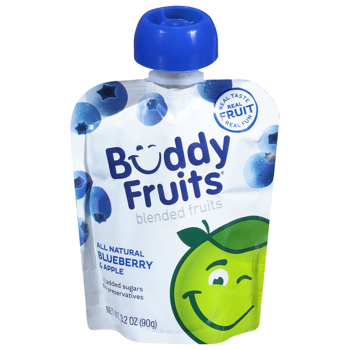 slide 1 of 9, Buddy Fruitss All Natural Blueberry & Apple Blended Fruits Pouch, 3.2 oz