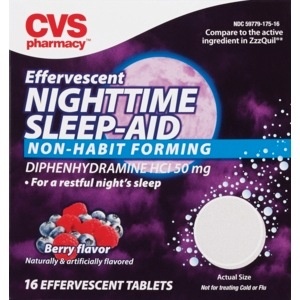 slide 1 of 1, CVS Pharmacy CVS Health Effervescent Nightime Sleep-Aid Tablets Berry Flavor, 16CT, 16 ct