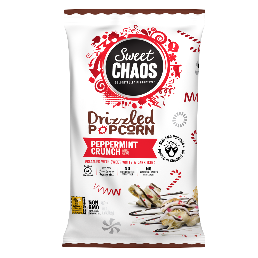 slide 1 of 1, Kenny's Candy Popcornopolis Christmas Drizzled Popcorn Peppermint Crunch Iced 5.5 Ounce Bag, 5.5 oz