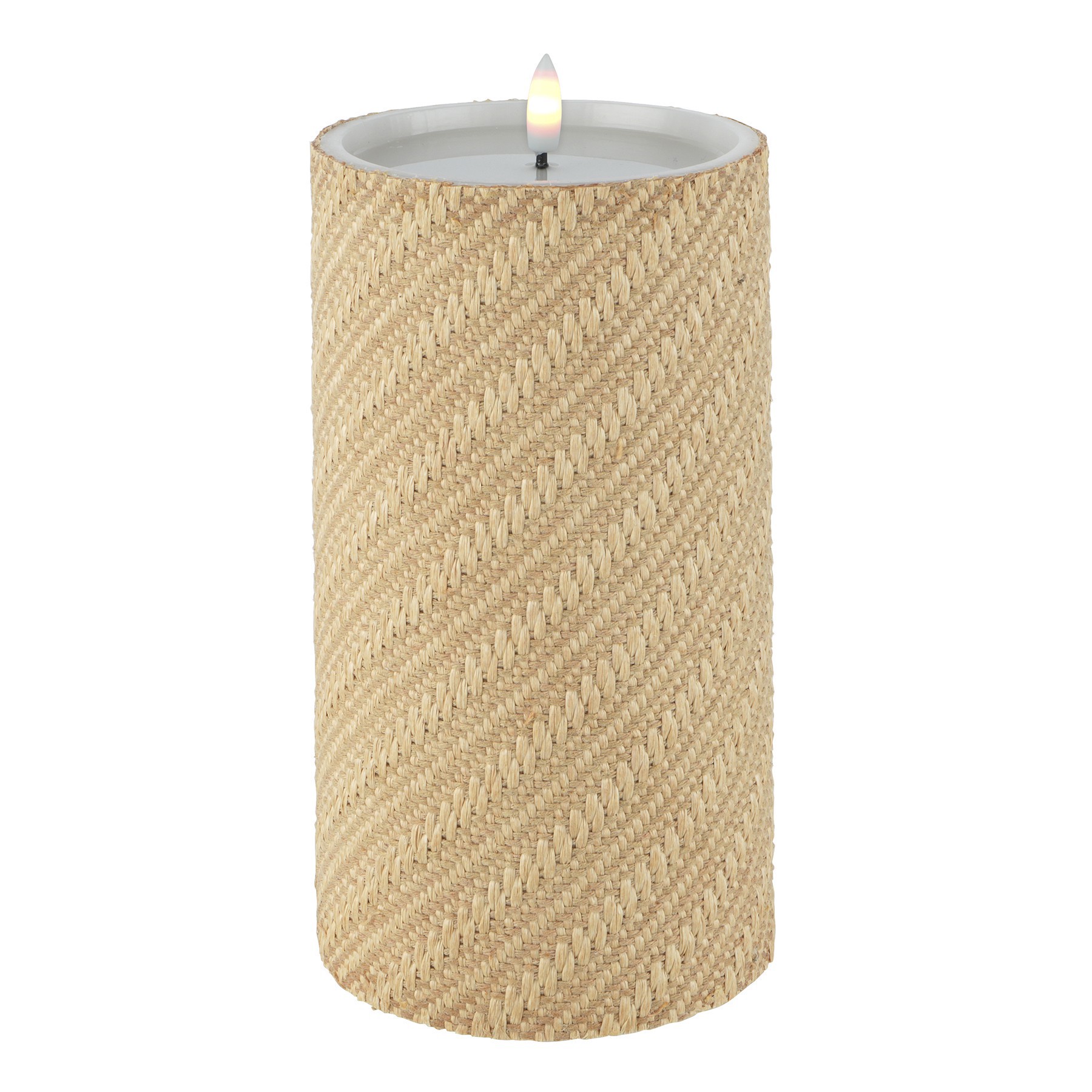 slide 2 of 2, 8" Woven Wax Led Pillar Candle By Ashland, 8 in x 4 in