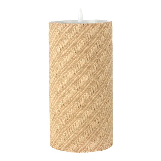 slide 1 of 2, 8" Woven Wax Led Pillar Candle By Ashland, 8 in x 4 in