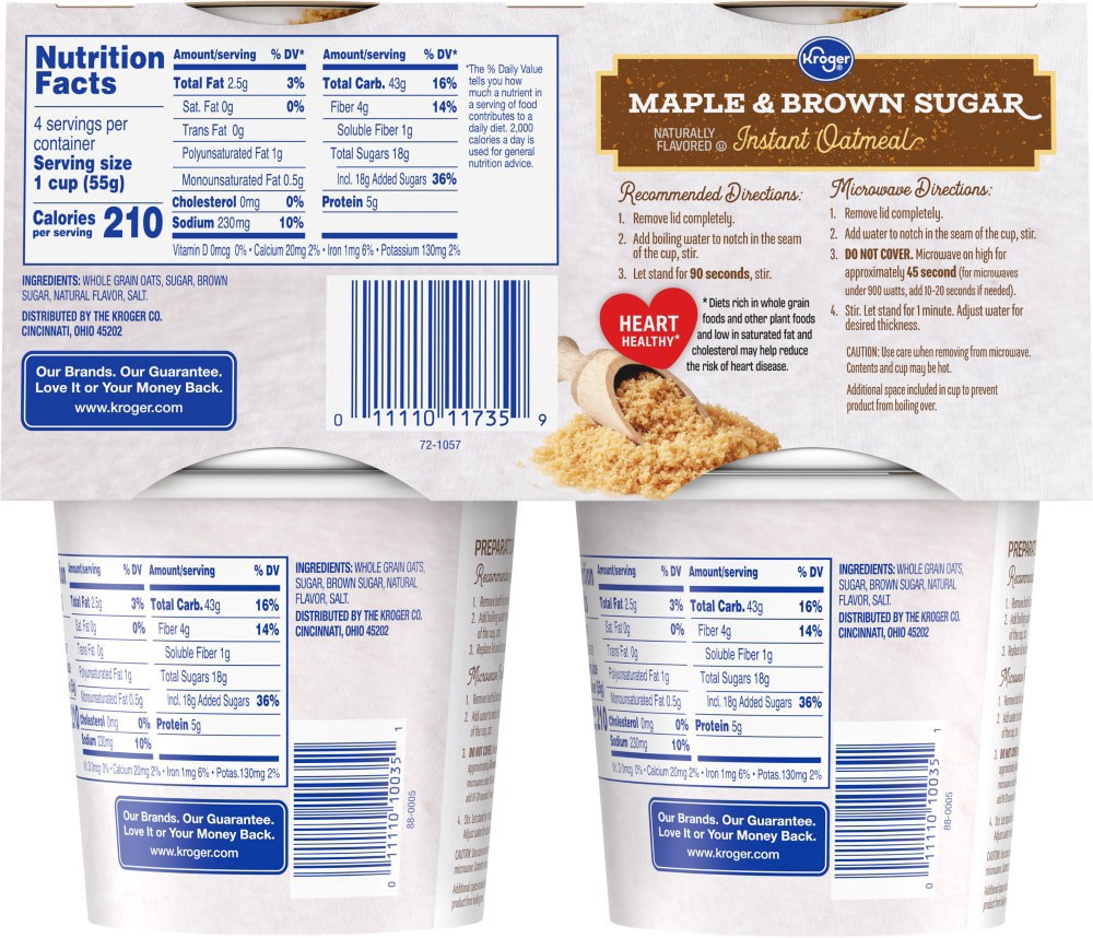 slide 3 of 5, Kroger Maple & Brown Sugar Instant Oatmeal Cups, 4 ct; 1.94 oz