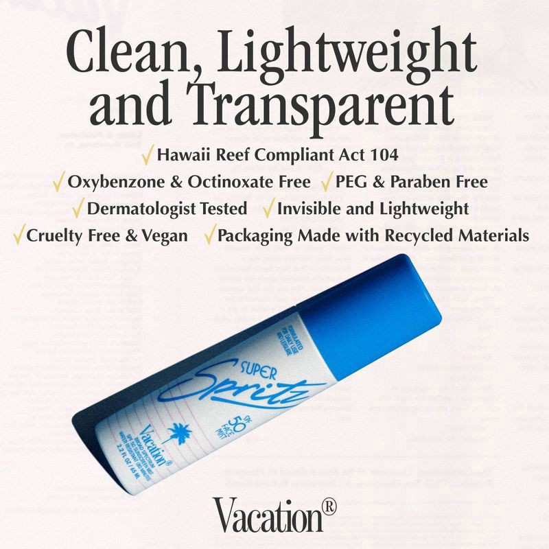 slide 8 of 10, Vacation Super Spritz Face Mist - SPF 50 - 2.2 fl oz, 2.2 fl oz