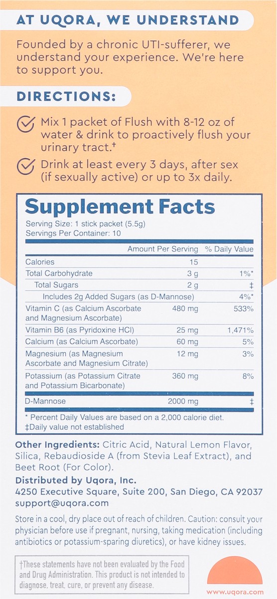 slide 8 of 14, Uqora Urinary Tract Pink Lemonade Flavor Drink Mix 10 Each, 10 ct