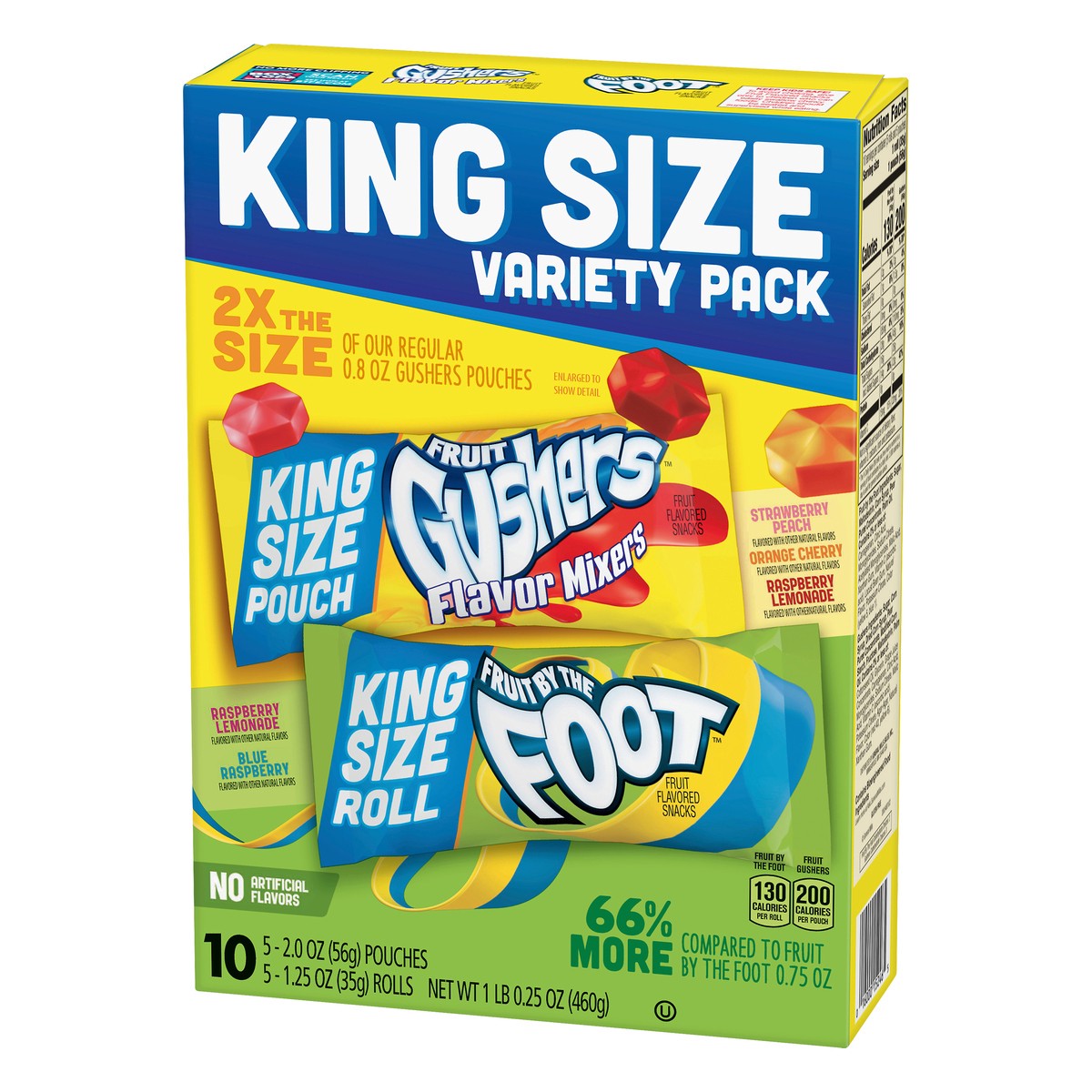 slide 13 of 13, Fruit Gushers, Fruit By The Foot King Size Variety Pack Fruit Flavored Snacks 10 ea, 10 ct