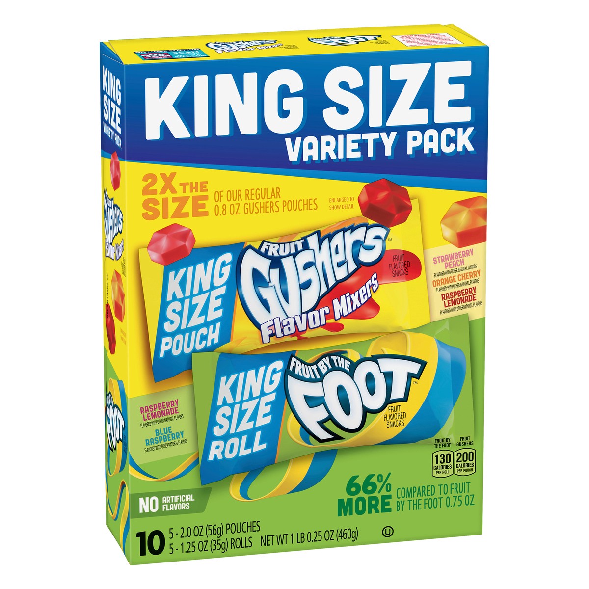 slide 12 of 13, Fruit Gushers, Fruit By The Foot King Size Variety Pack Fruit Flavored Snacks 10 ea, 10 ct