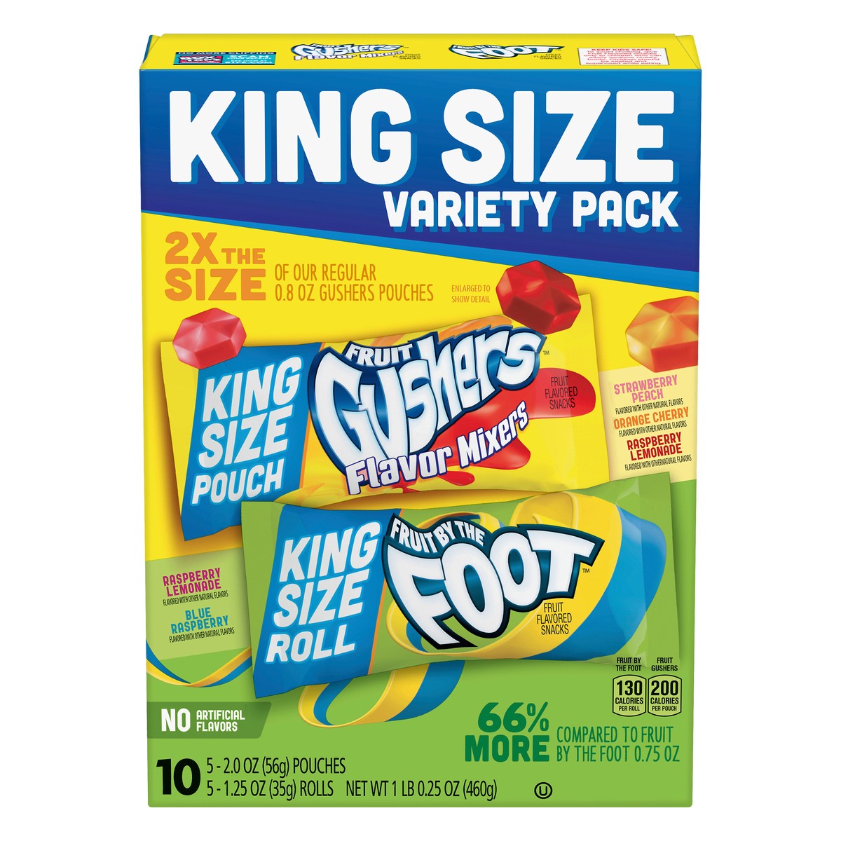 slide 12 of 13, Fruit Gushers, Fruit By The Foot King Size Variety Pack Fruit Flavored Snacks 10 ea, 10 ct