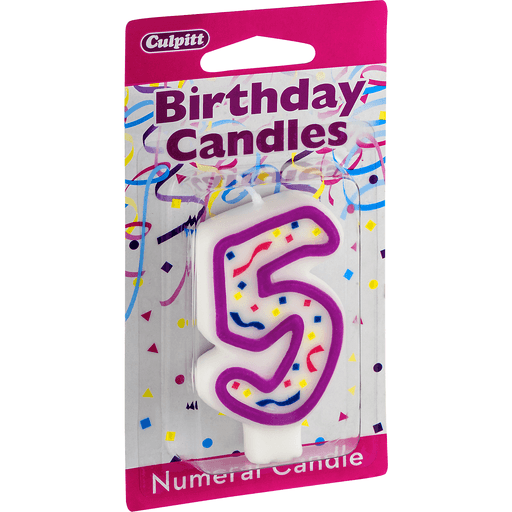 slide 2 of 8, Culpitt Birthday Candles Numeral Candle 5, 1 ct