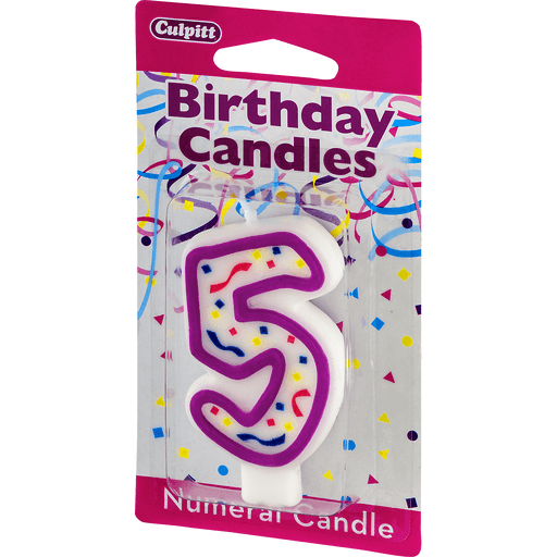 slide 3 of 8, Culpitt Birthday Candles Numeral Candle 5, 1 ct