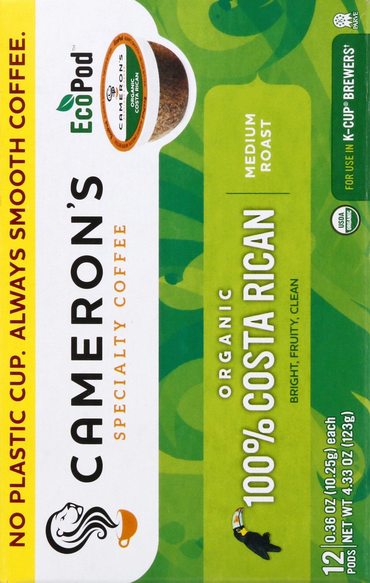 slide 5 of 9, Cameron's Organic Medium Roast EcoPods 100% Costa Rican Coffee 12 ea, 12 ct