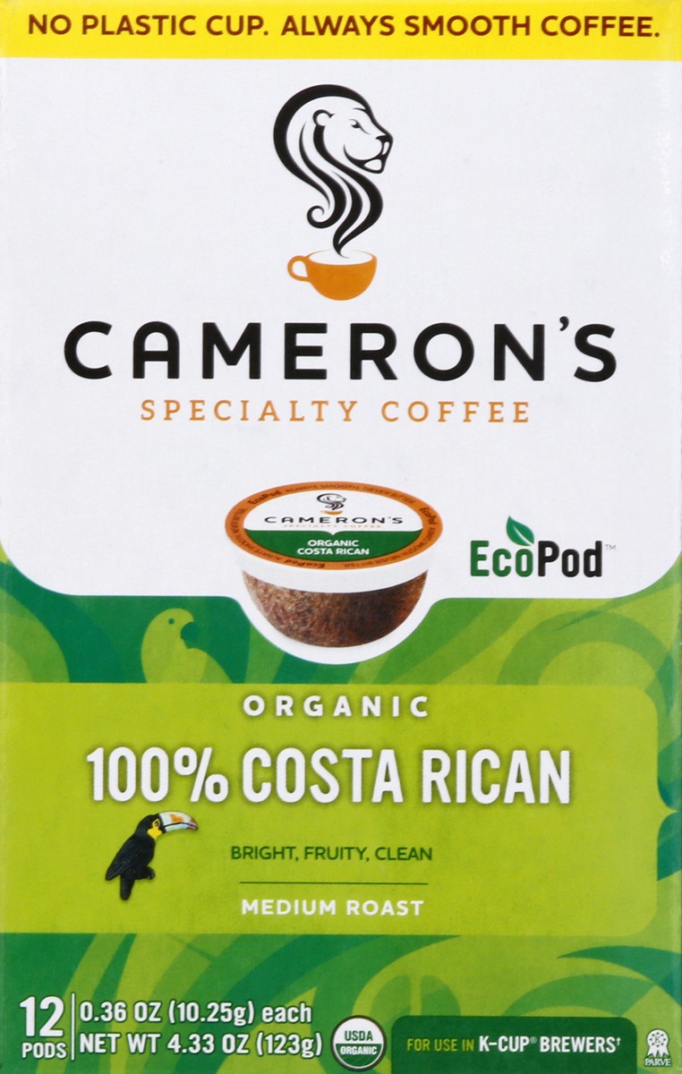 slide 1 of 9, Cameron's Organic Medium Roast EcoPods 100% Costa Rican Coffee - 12 ct, 12 ct