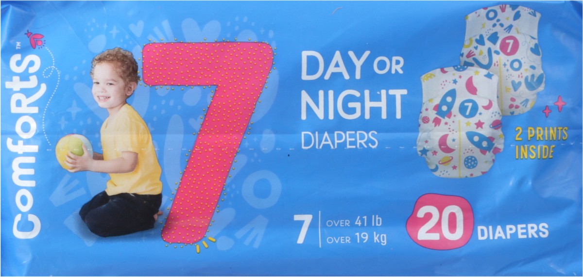 slide 6 of 13, Comforts Size 7 Day Or Night Baby Diapers, 20 ct