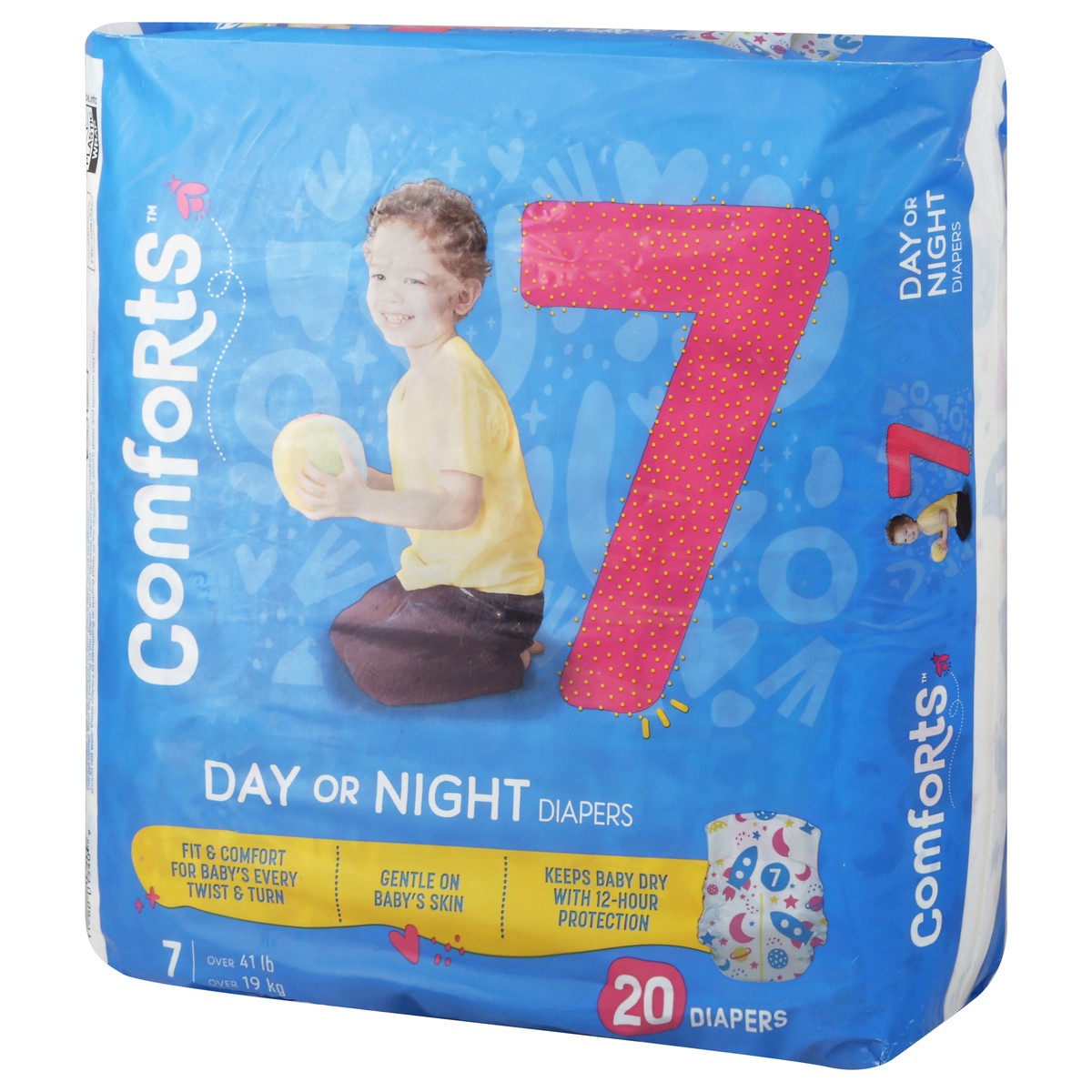 slide 4 of 13, Comforts Size 7 Day Or Night Baby Diapers, 20 ct