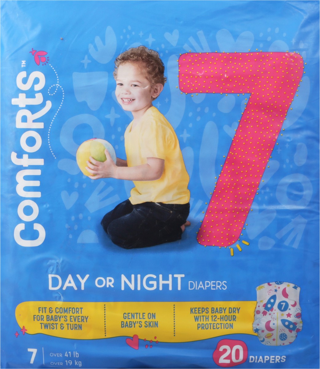 slide 8 of 13, Comforts Size 7 Day Or Night Baby Diapers, 20 ct