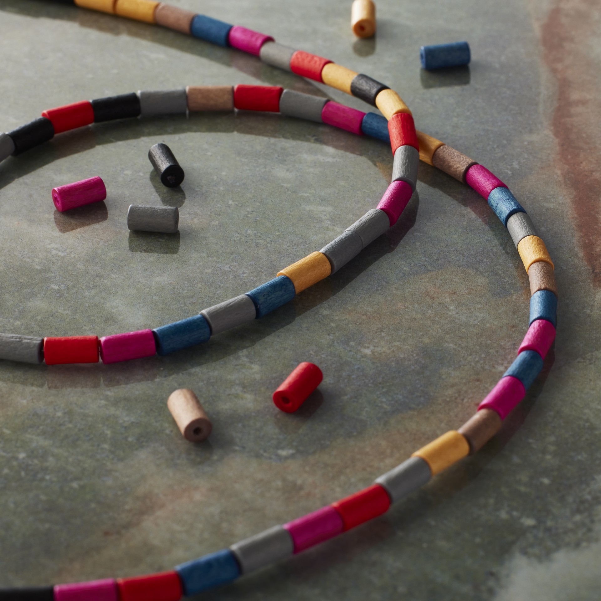 slide 2 of 3, Multicolored Wood Tube Beads, 5.5mm By Bead Landing, 5.5mm