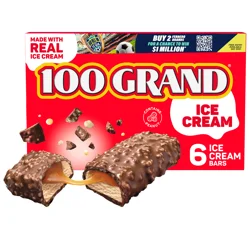 100 Grand Caramel Ice Cream Bars, 6 Pack, Frozen Dessert