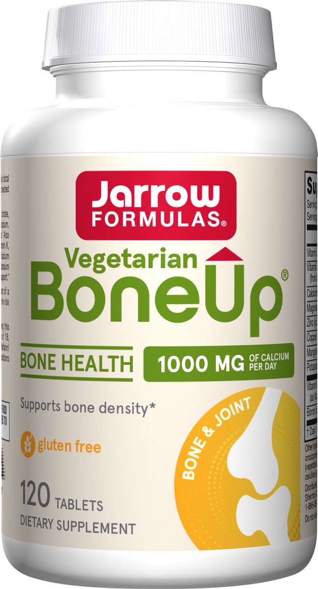 slide 3 of 4, Jarrow Formulas BoneUp Vegetarian - 120 Tablets - Vegetarian/Vegan Supplement for Bone Health - Vegan-Friendly Sources of Vitamin D3, Vitamin K2 (as MK-7) & Calcium - 60 Servings, 120 ct