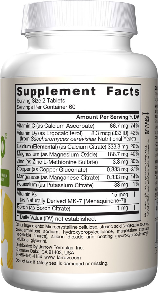 slide 2 of 4, Jarrow Formulas BoneUp Vegetarian - 120 Tablets - Vegetarian/Vegan Supplement for Bone Health - Vegan-Friendly Sources of Vitamin D3, Vitamin K2 (as MK-7) & Calcium - 60 Servings, 120 ct