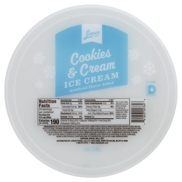 slide 1 of 1, Lowes Foods Cookies & Cream Ice Cream Pail, 128 oz