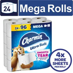Charmin Toilet Paper Ultra Soft, 24 Mega Rolls, 2-ply Bath Tissue