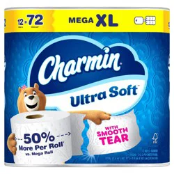 Charmin Toilet Paper Ultra Soft, 12 Mega XL Rolls, 2-ply Bath Tissue