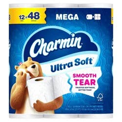Charmin Toilet Paper Ultra Soft, 12 Mega Rolls, 2-ply Bath Tissue