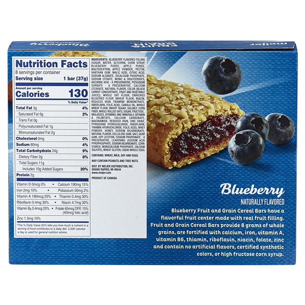 slide 3 of 5, Meijer Fruit & Grain Blueberry Breakfast Bar, 8 ct, 1.3 oz