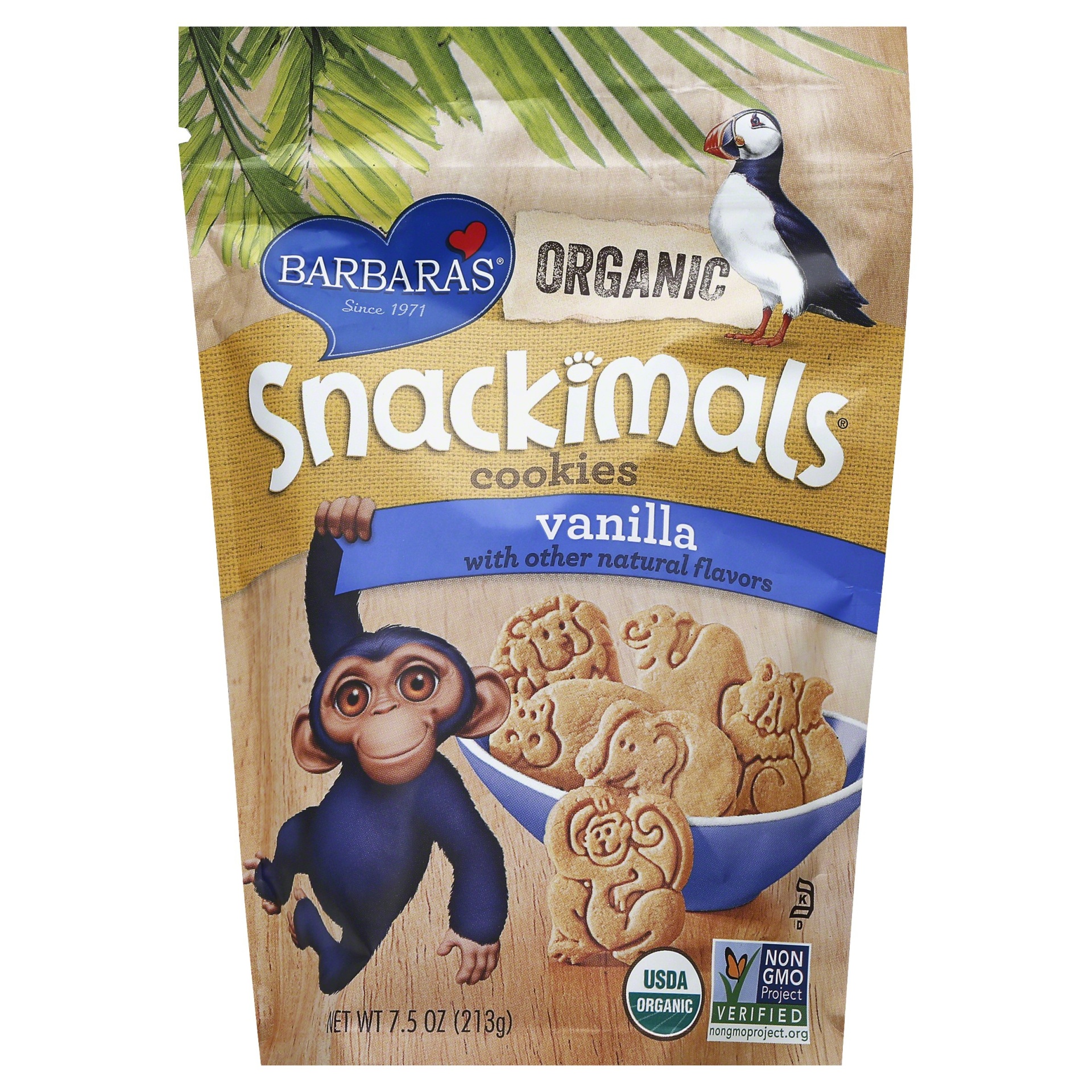 slide 1 of 1, Barbara's Snackimals Cookies - Vanilla, 7.5 oz