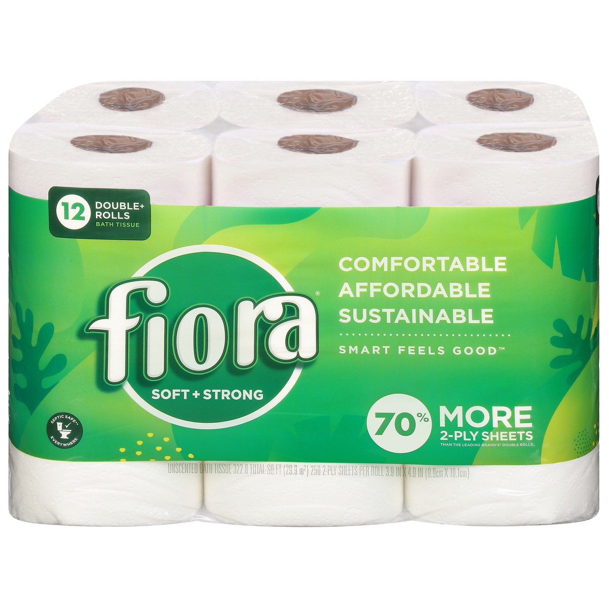 slide 5 of 9, Fiora 2-Ply Double Rolls Soft + Strong Unscented Bath Tissue 12 ea, 12 ct
