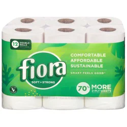 Fiora 2-Ply Double Rolls Soft + Strong Unscented Bath Tissue - 12 ea