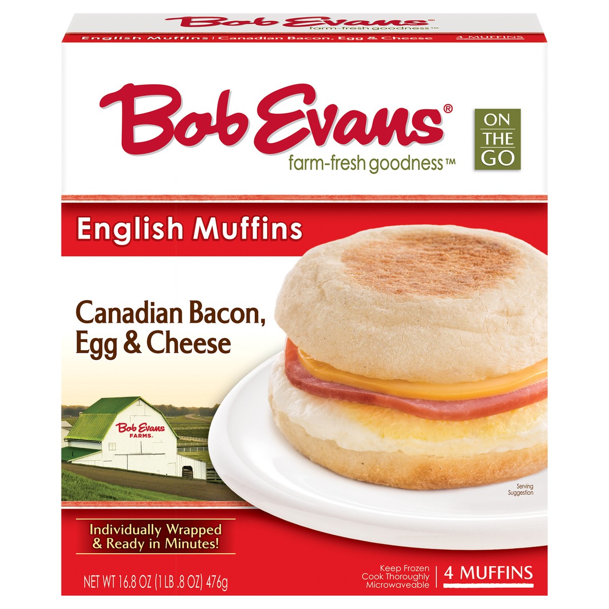 slide 3 of 14, Bob Evans Canadian Bacon, Egg & Cheese English Muffins 4 ea, 4 ct