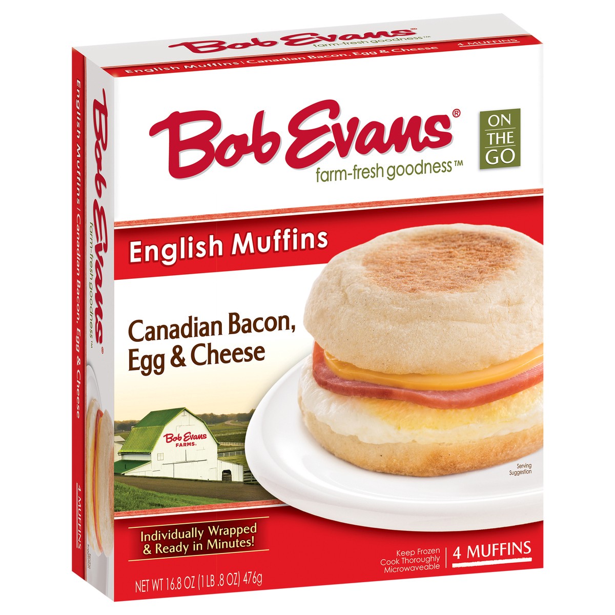 slide 4 of 14, Bob Evans Canadian Bacon, Egg & Cheese English Muffins 4 ea, 4 ct