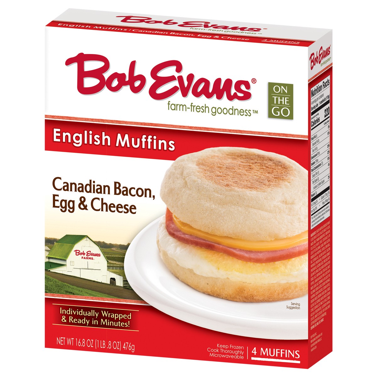 slide 5 of 14, Bob Evans Canadian Bacon, Egg & Cheese English Muffins 4 ea, 4 ct