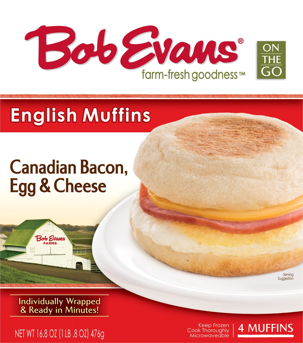 slide 6 of 14, Bob Evans Canadian Bacon, Egg & Cheese English Muffins 4 ea, 4 ct