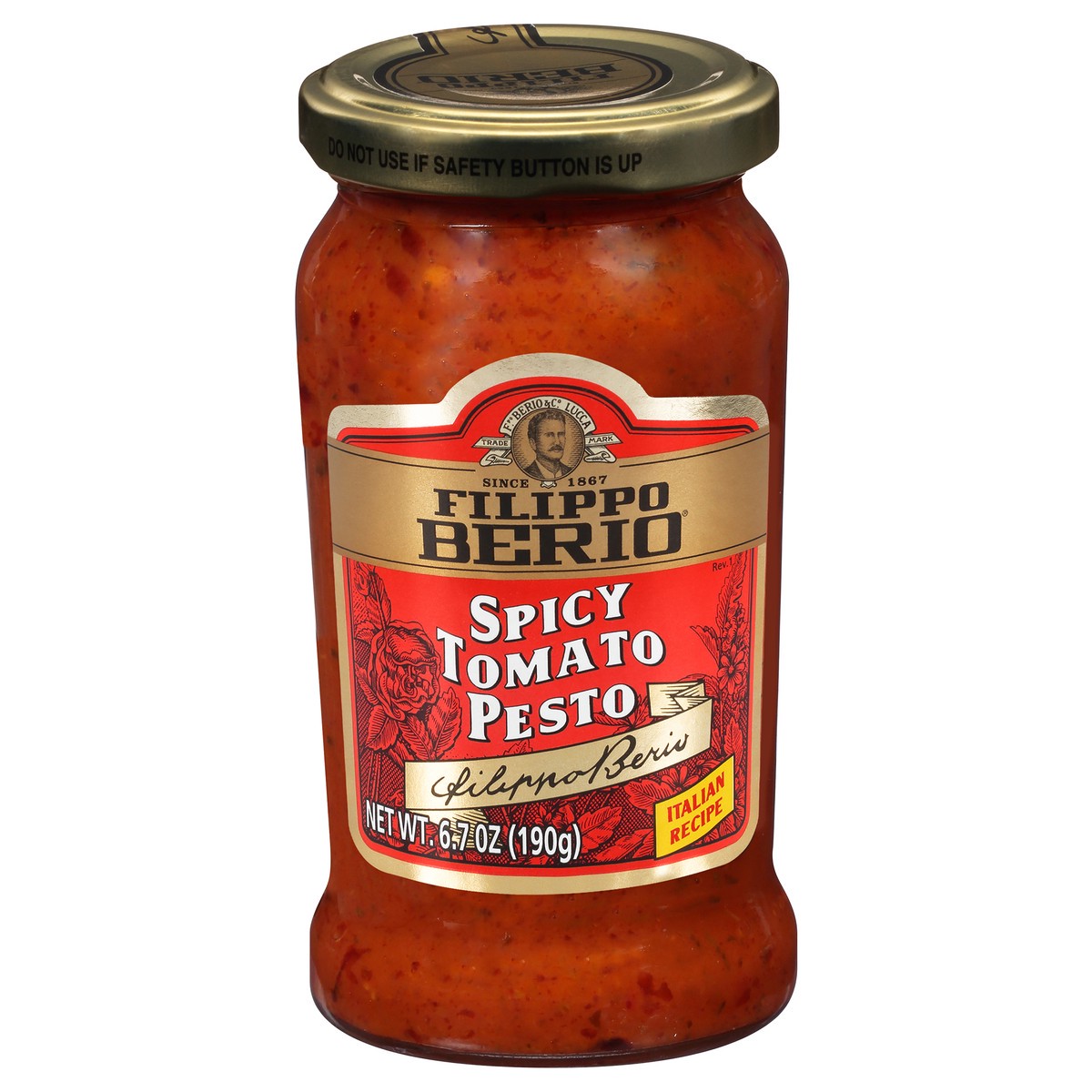 slide 1 of 9, Filippo Berio Spicy Tomato Pesto 6.7 oz. Jar, 6.7 oz