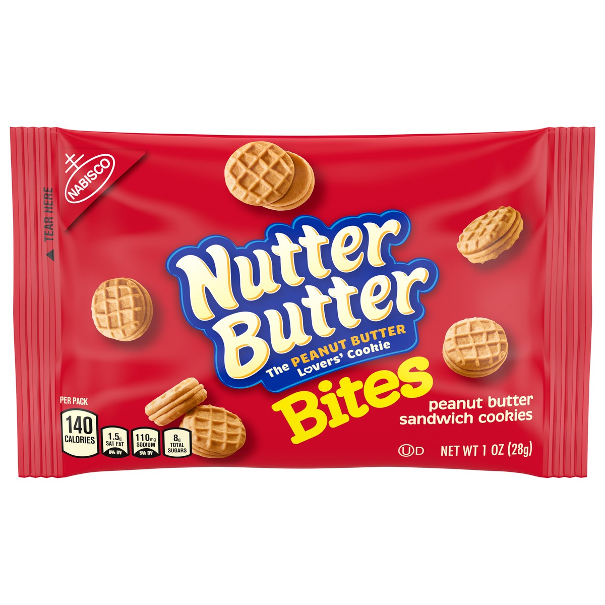 slide 1 of 5, Nutter Butter Bites Peanut Butter Sandwich Cookies, 1 oz Snack Pack, 1 oz