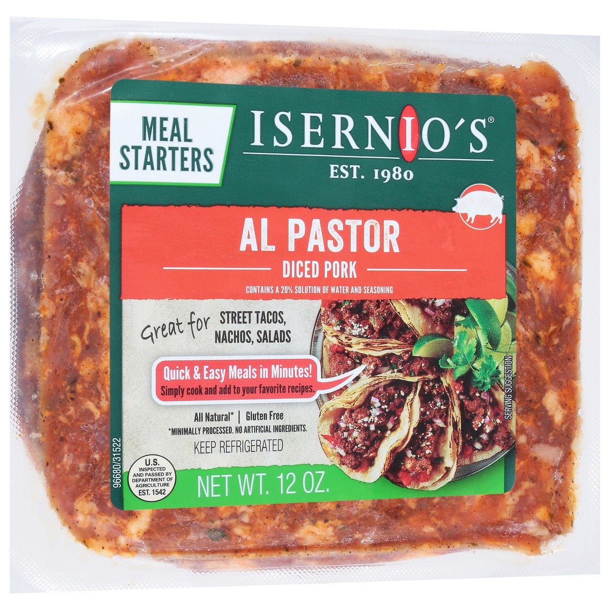 slide 9 of 13, Isernios Al Pastor Diced Pork - 12 oz, 12 oz