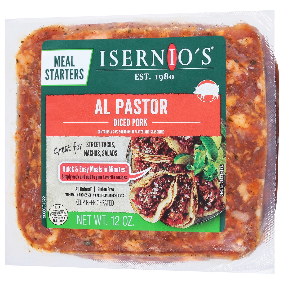 slide 6 of 13, Isernios Al Pastor Diced Pork - 12 oz, 12 oz