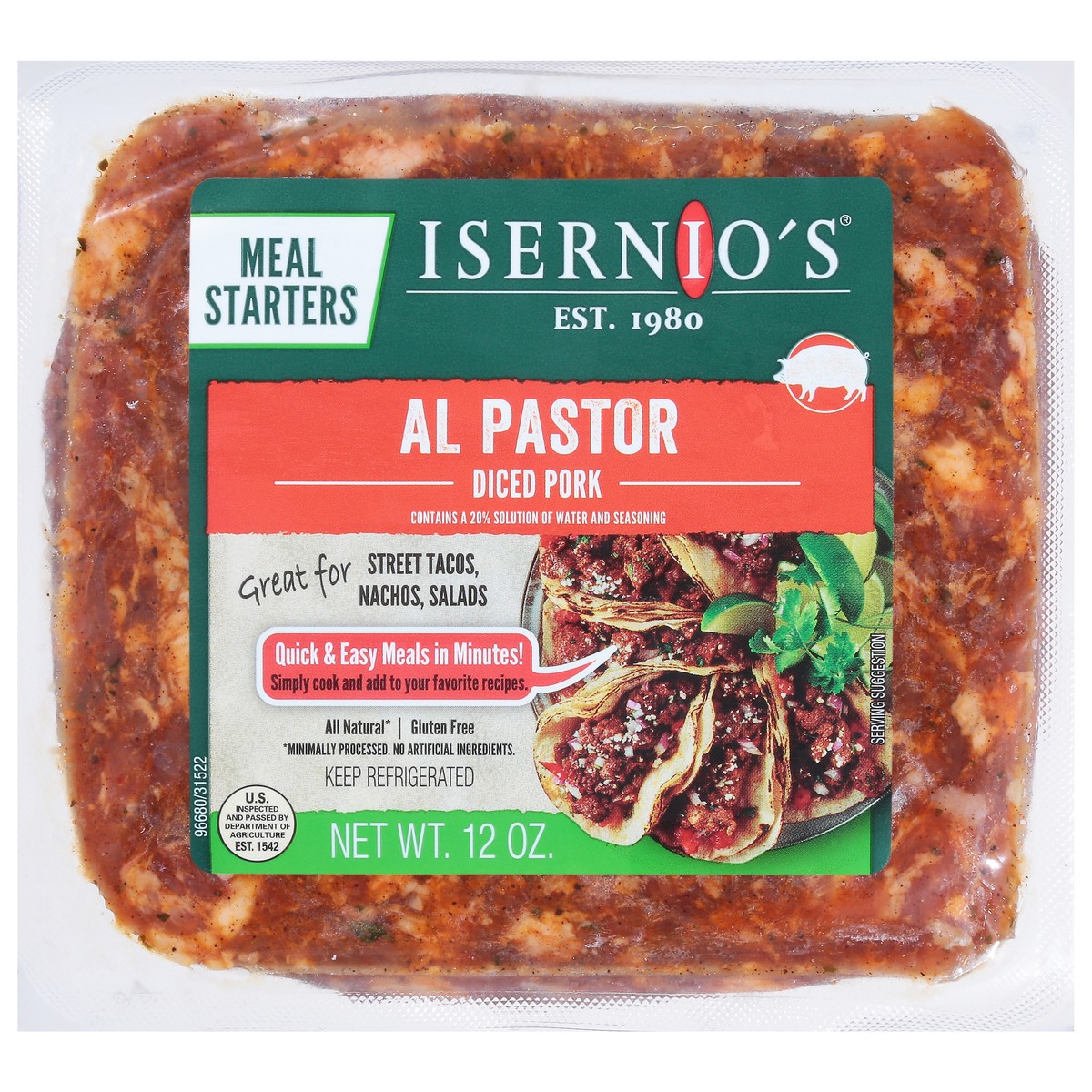 slide 5 of 13, Isernios Al Pastor Diced Pork - 12 oz, 12 oz