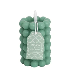 Mikasa Green Bubble LED Wax Pillar Candle