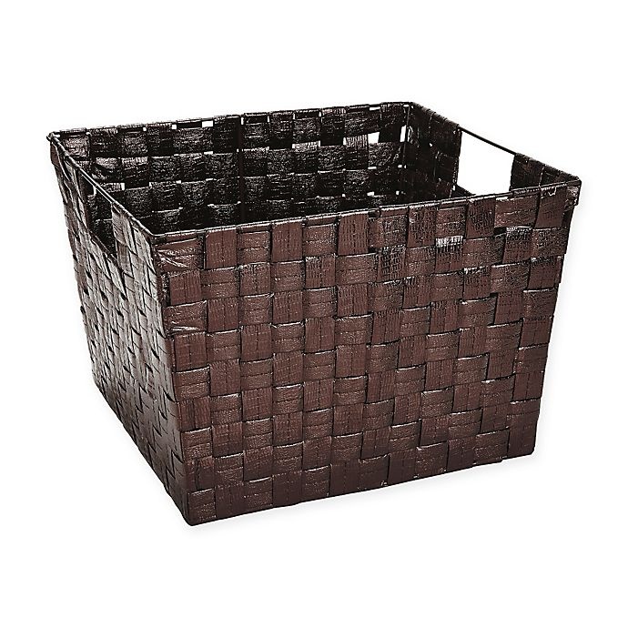 slide 1 of 1, Simplify Large Woven Polypropylene Basket - Bronze, 1 ct