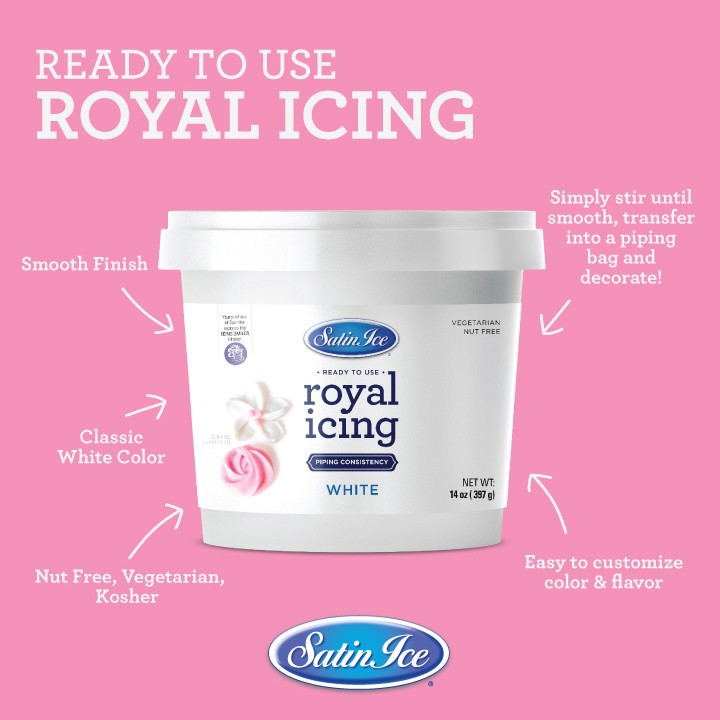 slide 4 of 4, Satin Ice White Royal Icing, 14oz., 14 oz