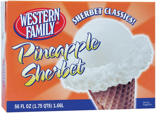 slide 1 of 1, Western Family Pineapple Sherbet, 56 oz