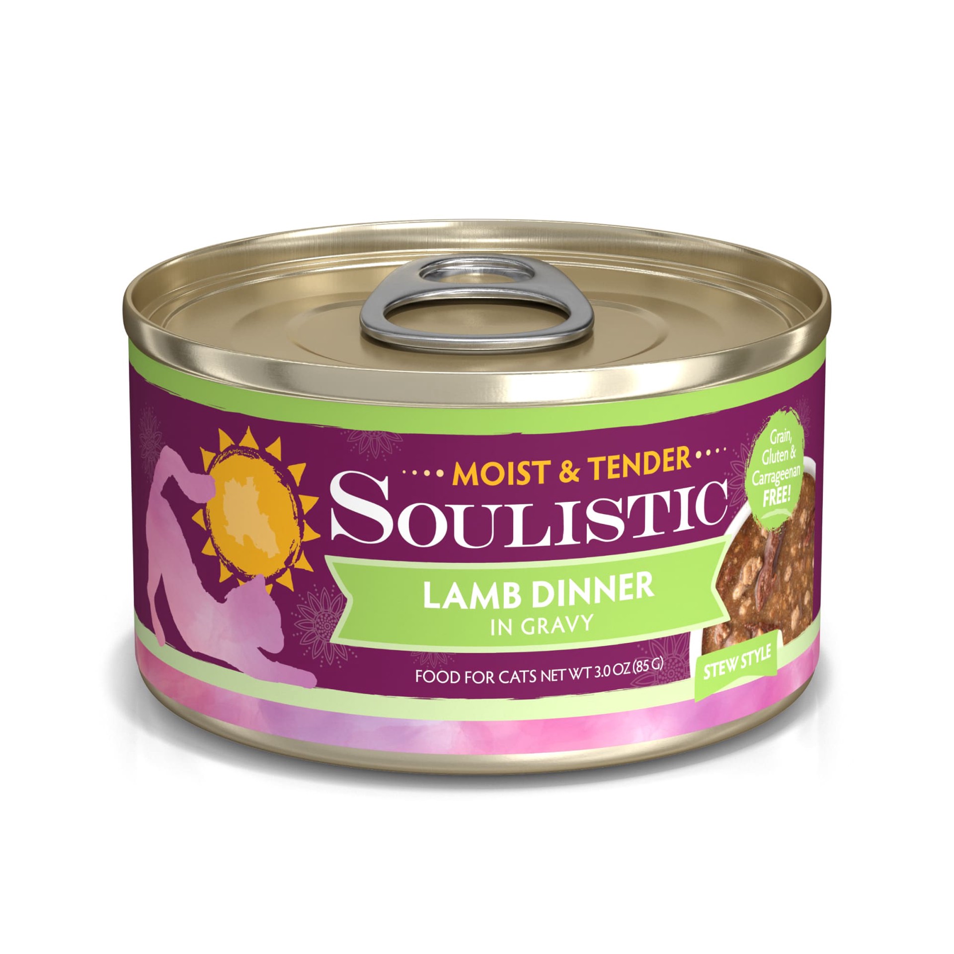 slide 1 of 1, Soulistic Moist & Tender Lamb Dinner Adult Canned Cat Food in Gravy, 3 oz