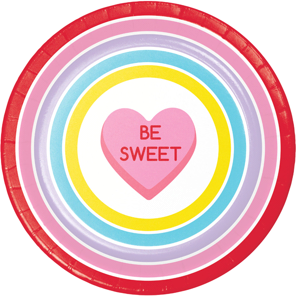 slide 1 of 1, Creative Converting Candy Hearts Dinner Plate, 8 ct